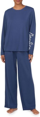Nautica Womens 4 Piece Sleep & Lounge Pajama Set - Lightweight French Terry - Long & Short Sleeve PJ Top, Pants & Shorts in Saudi Arabia