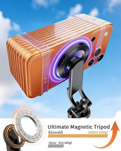 Magnetic Phone Tripod with Remote, 67" Selfie Stick Tripod for Vlogging, 11.7" Folded, 0.9 lb Portable Tripod Stand with Adjustable Angles and 1/4" Screw for Phone, Camera, Fill Light in Saudi Arabia