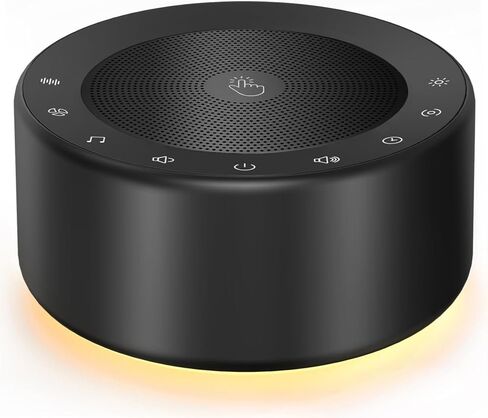 Kipcush White Noise Machine for Baby & Adults, 30 Soothing Sounds, Soft Non-Glare Nursery Lamp, 8 Color Night Lights, Memory Function (Angel V2 Black, Standard) in Saudi Arabia