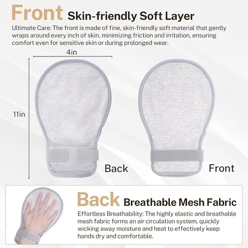 Restraint Gloves for Elderly,Anti Scratch Hand Mitts for Skin Picking Prevention in Saudi Arabia