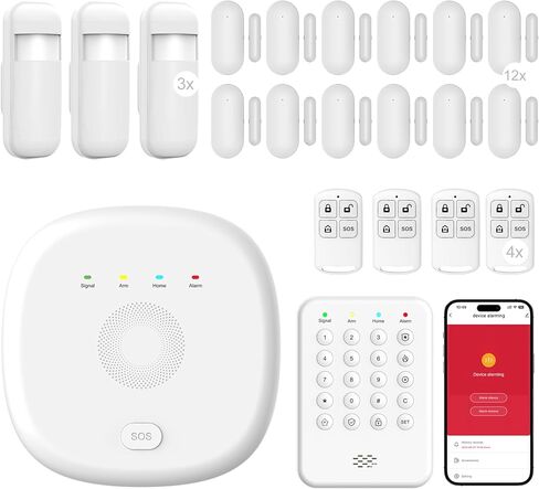 Alarm System for Home Security - Wireless Home Burglar Security System, Expandable, Standalone Keypad, Door/Window Sensors & Motion Detectors & Remote, App Alerts, No Monthly Fee, Alexa Compatible in Saudi Arabia