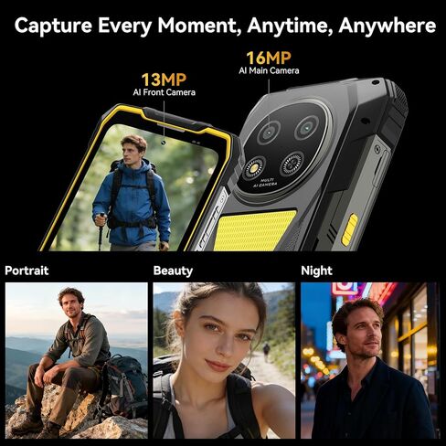 Blackview Rock 2 Pro 5G Rugged Phone Android 16, 15000mAh/33W Dual 400LM Camping Light, 32GB+256GB/2TB Rugged Smartphone Unlocked Gemini AI, 16MP+13MP 6.78" 2.4K 120Hz Glove Mode/NFC | Camping Light in Saudi Arabia