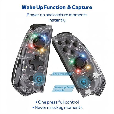 وحدة تحكم MythicMod اللاسلكية متوافقة مع Switch وSwitch OLED وSwitch 2 مع محولات الشحن المضمنة، وحدة تحكم ألعاب Bluetooth مع غلاف شفاف RGB، وظيفة Turbo، التحكم في الحركة، اهتزاز مزدوج، لوحة ألعاب مريحة in Saudi Arabia