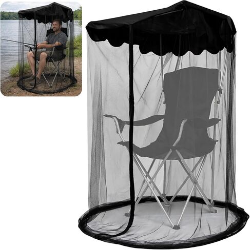 63" H Canopy Chair Mosquito Net, Mosquito Mesh Chair Net with Waterproof Roof and Zipper Opening, Mosquito Net Chairs Cover for Outdoor Hunting Fishing Camping, Excluding Chair or Support in Saudi Arabia