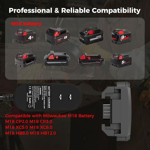 شاحن بطارية 2 في 1 لشاحن بطارية ميلووكي m18، مع منفذ USB-C ومنفذ تيار مستمر 21 فولت، متوافق مع بطارية ميلووكي 18 فولت in Kuwait