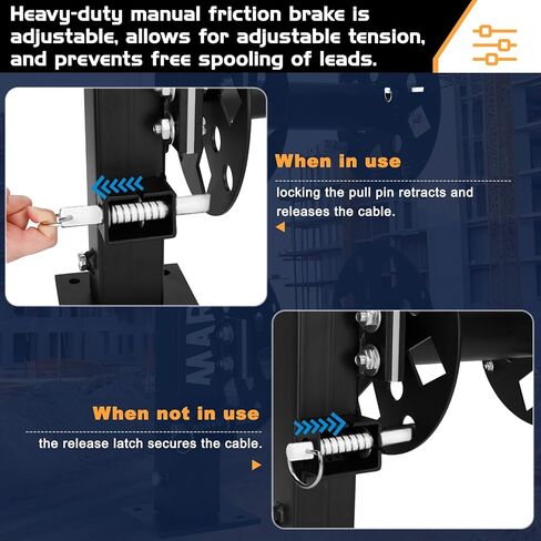 Heavy Duty Double Welding Cable Lead Reel, 360-degree Adjustable Swivel Base, 10" Reel, Accommodates 150 Feet of 1/0 and 125 Feet of 2/0 Cable in Saudi Arabia
