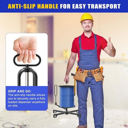 SELEWARE Foldable Cable Dispenser, Floor or Stud Mounted Wire Spool Rack for 4-28 inch Reels, Portable Wire Rack Dispenser with Anti-Slip Handle for Electrical, Industrial & Retail Use in Saudi Arabia