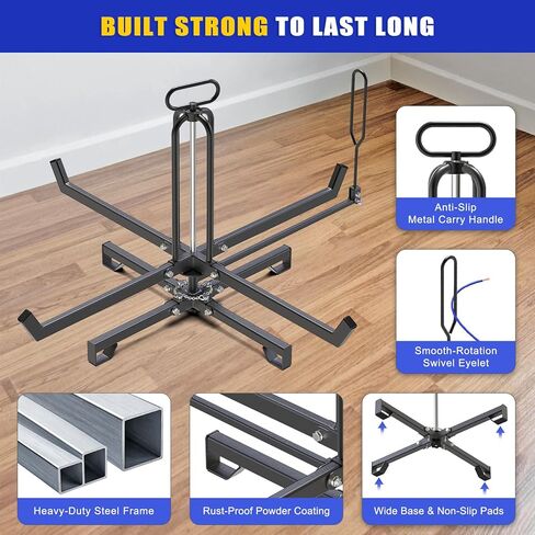 SELEWARE Foldable Cable Dispenser, Floor or Stud Mounted Wire Spool Rack for 4-28 inch Reels, Portable Wire Rack Dispenser with Anti-Slip Handle for Electrical, Industrial & Retail Use in Saudi Arabia