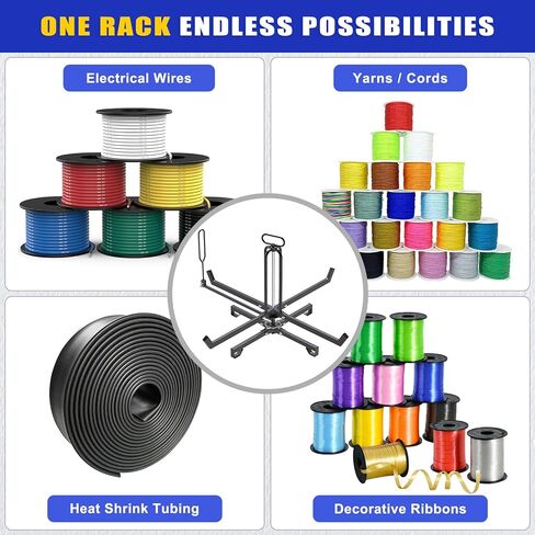 SELEWARE Foldable Cable Dispenser, Floor or Stud Mounted Wire Spool Rack for 4-28 inch Reels, Portable Wire Rack Dispenser with Anti-Slip Handle for Electrical, Industrial & Retail Use in Saudi Arabia