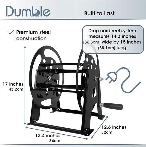 حامل بكرة تمديد سلك Dumble RV - سلك كهربائي RV من الفولاذ الأسود بطول 50-100 قدم يمكن لفه أو منظم خرطوم التخييم in Kuwait