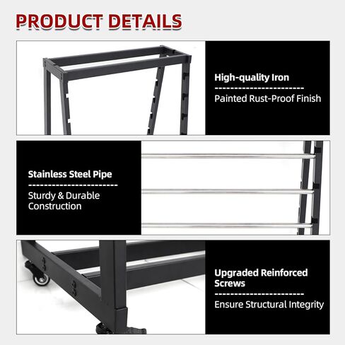 ATOLS Heavy-Duty 13-Rod Wire Spool Rack – 400lb Capacity, Adjustable Cable Caddy & Dispenser with Locking Wheels for Electrical and Industrial Use in Saudi Arabia