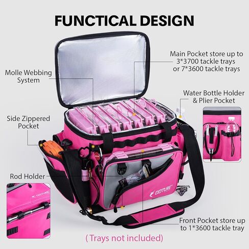 Goture Insulated Fishing Tackle Bag with Cooler, 44L 600D Water-Resistant Saltwater Gear Storage, Large Fishing Bag with Rod Holder and EVA Cup Holder for Travel Camping Hiking, Gifts for Women/Men in Saudi Arabia