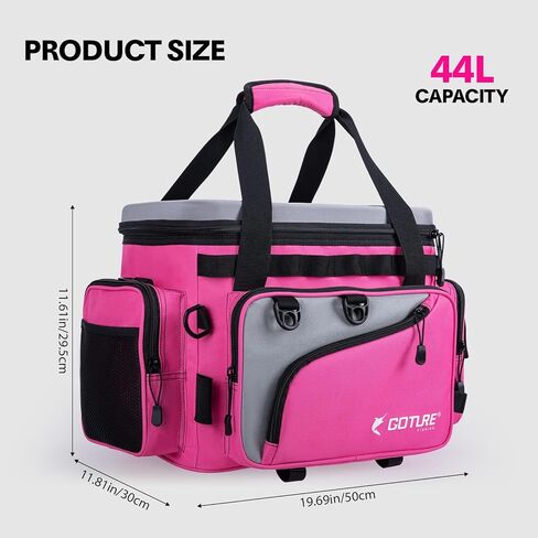 Goture Insulated Fishing Tackle Bag with Cooler, 44L 600D Water-Resistant Saltwater Gear Storage, Large Fishing Bag with Rod Holder and EVA Cup Holder for Travel Camping Hiking, Gifts for Women/Men in Saudi Arabia