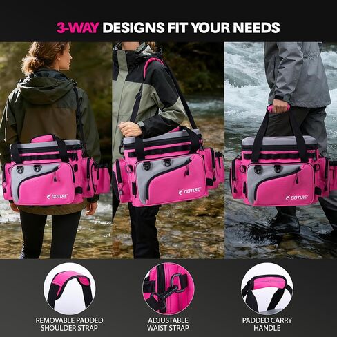 Goture Insulated Fishing Tackle Bag with Cooler, 44L 600D Water-Resistant Saltwater Gear Storage, Large Fishing Bag with Rod Holder and EVA Cup Holder for Travel Camping Hiking, Gifts for Women/Men in Saudi Arabia