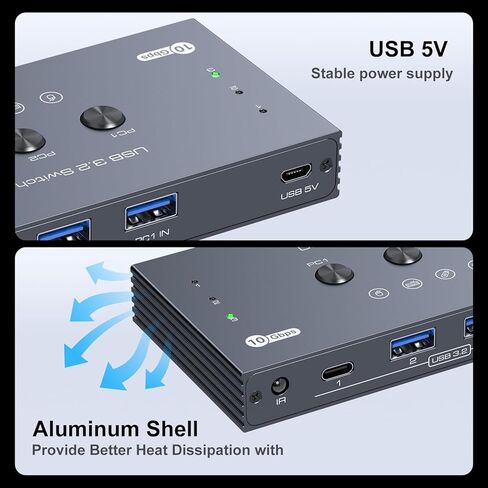THXCDBID USB 3.2 Switch 3 أجهزة كمبيوتر مشاركة 3 * USB A & 1 * منفذ USB C 10 جيجابت في الثانية USB Switch Selector Sharing Keyboard Mouse Printer Scanner مع 3 كابل إدخال USB A وجهاز تحكم عن بعد بالأشعة تحت الحمراء in Saudi Arabia