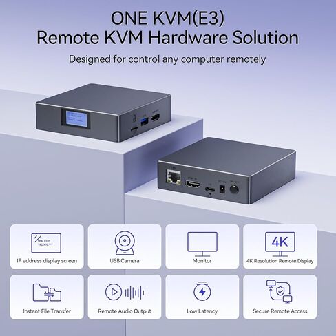 IP KVM Remote Control Over Internet, Remote KVM Over IP, 4K@60Hz,Simulate Keyboard Mouse Touch Screen Remote Operation PC,Servers, Install OS Via BIOS, Audio,Mini Screen, for Windows, Mac and Android in Saudi Arabia