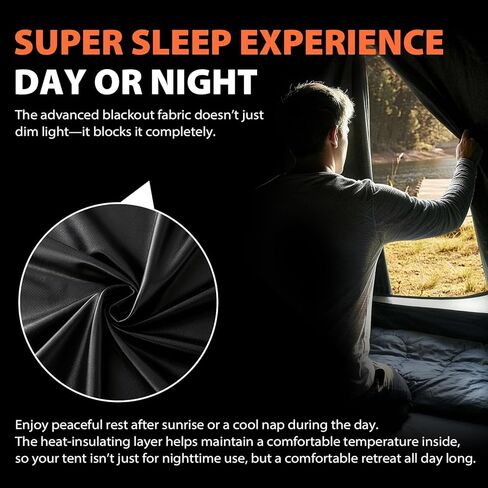 GEERTOP 2 Person 4 Season Blackout Camping Tent - Sleep in Darkroom, Waterproof Rainfly, Snow Skirt, Lightweight Aluminum Pole, Easy Setup for Hiking, Mountaineering, Family Camp in Saudi Arabia