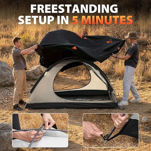 GEERTOP 2 Person 4 Season Blackout Camping Tent - Sleep in Darkroom, Waterproof Rainfly, Snow Skirt, Lightweight Aluminum Pole, Easy Setup for Hiking, Mountaineering, Family Camp in Saudi Arabia