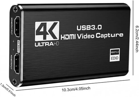 4K HDMI Capture Card USB 3.0 – 1080P 60FPS Gaming & Streaming Video Capture Card with HDMI Loop-Out, Plug & Play, No Driver Needed in Saudi Arabia