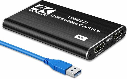USB 3.0 HDMI Video Capture Card 4K Input 1080P 60FPS Game Capture Device for Streaming, Recording & Broadcasting Compatible with OBS, PS5, PS4, Xbox, Nintendo Switch, Camera, Windows Mac in Saudi Arabia