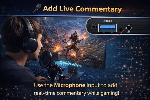 USB 3.0 HDMI Video Capture Card 4K Input 1080P 60FPS Game Capture Device for Streaming, Recording & Broadcasting Compatible with OBS, PS5, PS4, Xbox, Nintendo Switch, Camera, Windows Mac in Saudi Arabia