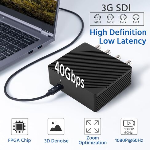 بطاقة التقاط فيديو Maksedfish USB4 ذات 4 قنوات SDI، متوافقة مع Thunderbolt 3/4، مدخل 3G-SDI رباعي يصل إلى 1080P 60FPS للبث المباشر للألعاب والإجراءات القانونية والمؤتمرات البث المباشر in Kuwait