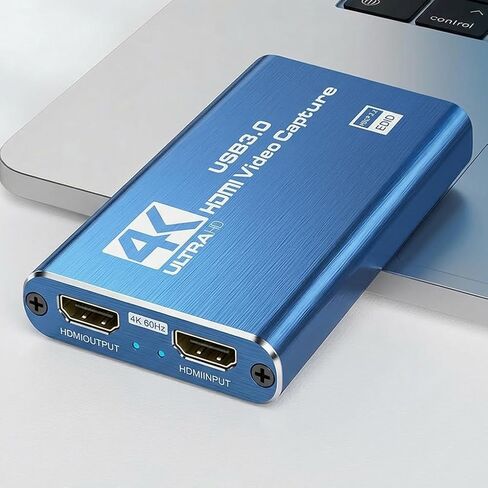 بطاقة التقاط فيديو USB 3.0 HDMI، مدخل 4K@30 هرتز، تسجيل عالي الدقة 1080P للألعاب، البث المباشر، مؤتمر الفيديو، متوافق مع الكمبيوتر الشخصي، الهاتف، الكاميرا، التلفزيون، أزرق in Saudi Arabia