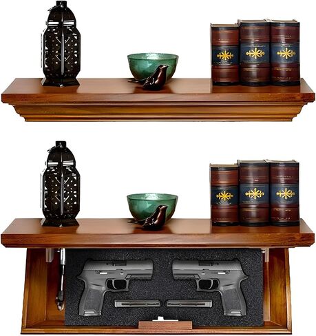 Patriot 35S Compact Gun Shelf with Trap Door | Compact Firearm Storage with RFID Lock | Easy Installation | Secure & Safe Compartment | 22 ½ " X 10 ¼" X 4" - Ebony in Saudi Arabia