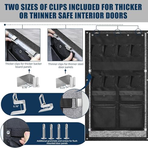 Gun Safe Door Organizer, Gun Safe Accessories Storage,with Pistol Holster, Ammo Holder, Multi Pockets and Mag Pouches, Adjustable Width Fits Door Panel from 28 to 33 inches in Saudi Arabia