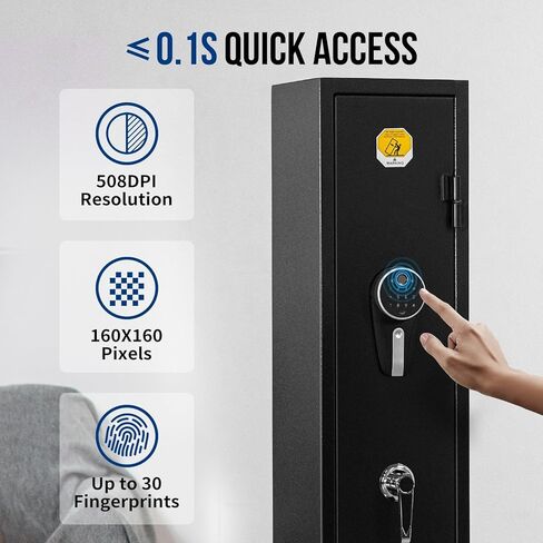 BlackSmith 3 Rifle Gun Safe for Home Rifles and Pistol Long Gun Safe 0.1s Quick Access Fingerprint Recognition Handgun Safe Keypad Wall Mount Gun Cabinet with Pistol Rack Pockets Ammo Storage in Saudi Arabia