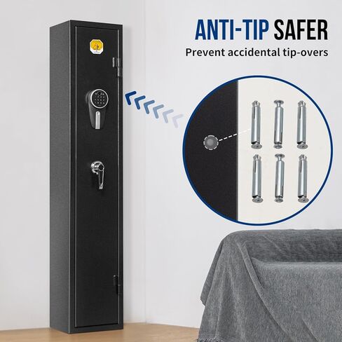BlackSmith 3 Rifle Gun Safe for Home Rifles and Pistol Long Gun Safe 0.1s Quick Access Fingerprint Recognition Handgun Safe Keypad Wall Mount Gun Cabinet with Pistol Rack Pockets Ammo Storage in Saudi Arabia