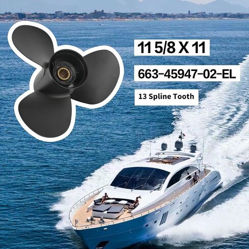 AMYBEST Upgrade Outboard Propeller, 11 1/8 X 13 & 11 5/8 X 11, 13 Spline Tooth Aluminum Prop Compatible for Yamaha 40HP 48HP 50HP 55HP F30 F40 F50 F60 Engines, Hub Kits Included, RH Rotation in Saudi Arabia