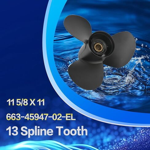 AMYBEST Upgrade Outboard Propeller, 11 1/8 X 13 & 11 5/8 X 11, 13 Spline Tooth Aluminum Prop Compatible for Yamaha 40HP 48HP 50HP 55HP F30 F40 F50 F60 Engines, Hub Kits Included, RH Rotation in Saudi Arabia