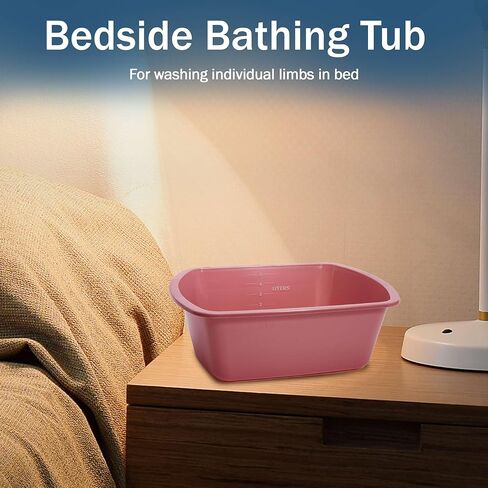 Plastic Wash Basin 5 Pack - 5 Liter Rectangle Plastic Tub with Rolled Rim - Good for Washing Limbs and Carrying Liquid - Good for Hospitals, Nursing Homes, and Medical Facilities in Kuwait