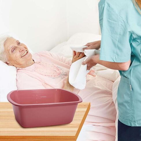 Plastic Wash Basin 5 Pack - 5 Liter Rectangle Plastic Tub with Rolled Rim - Good for Washing Limbs and Carrying Liquid - Good for Hospitals, Nursing Homes, and Medical Facilities in Kuwait