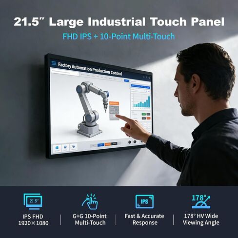 كمبيوتر لوحي الكل في واحد مقاس 21.5 بوصة Win11 Pro، جهاز كمبيوتر بشاشة لمس صناعية بدون مروحة N100، ذاكرة وصول عشوائي 8 جيجابايت وذاكرة قراءة فقط 128 جيجابايت، 1920 * 1080 IPS، USB3.2 * 2، USB2.0 * 2، LAN * 2، HDMI2.0، Type-C3.1 in Kuwait