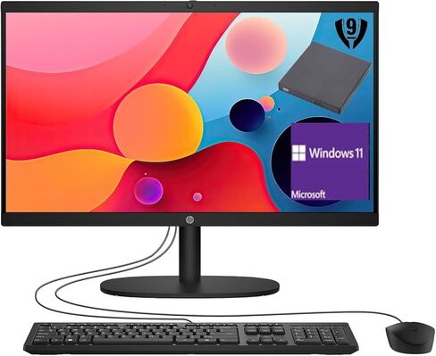 كمبيوتر HP الكل في واحد مقاس 21.45 بوصة، Intel N200، 16 جيجابايت DDR5، 512 جيجابايت PCIe SSD، WiFi 6، بلوتوث، Windows 11 Home، يتضمن لوحة مفاتيح سلكية وماوس + محرك أقراص DVD خارجي 9H 6 في 1، أبيض in Saudi Arabia