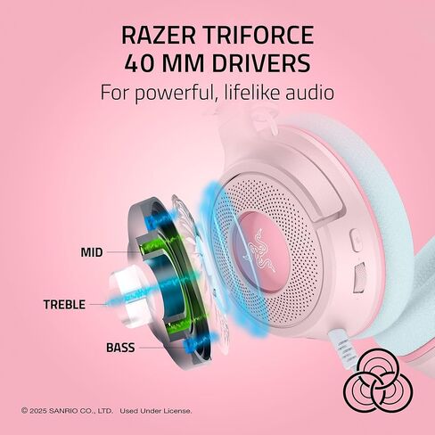 Razer Kraken V4 X Wired Gaming Headset: 40 mm Drivers - Cardioid Mic - Memory Foam Cushions - Chroma RGB Lighting - Type C & Type A Cable - for PC, Mac, PS5, Nintendo Switch 2 - My Melody Edition in Saudi Arabia