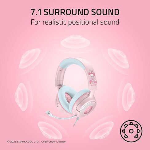 Razer Kraken V4 X Wired Gaming Headset: 40 mm Drivers - Cardioid Mic - Memory Foam Cushions - Chroma RGB Lighting - Type C & Type A Cable - for PC, Mac, PS5, Nintendo Switch 2 - My Melody Edition in Saudi Arabia