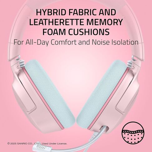 Razer Kraken V4 X Wired Gaming Headset: 40 mm Drivers - Cardioid Mic - Memory Foam Cushions - Chroma RGB Lighting - Type C & Type A Cable - for PC, Mac, PS5, Nintendo Switch 2 - My Melody Edition in Saudi Arabia