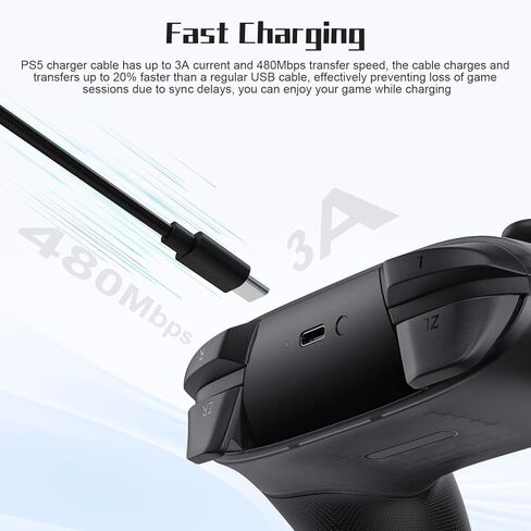 كابل شحن Zosvoses USB C متوافق مع Xbox Series X/S، PS5، PS5 DualSense، Switch، Switch Pro، Switch Lite Controller، Steam Deck، 10ft in Saudi Arabia