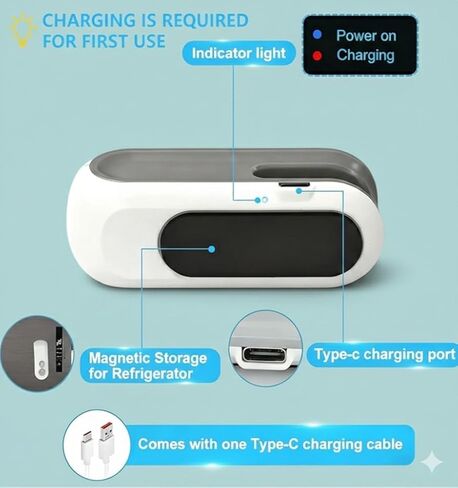 Zelivo Mini Bag Sealer with Cutter & Magnet, Rechargeable USB-C, 2-in-1 Portable Heat Sealer, White, Plastic, 5 Watts, Battery Powered in Saudi Arabia