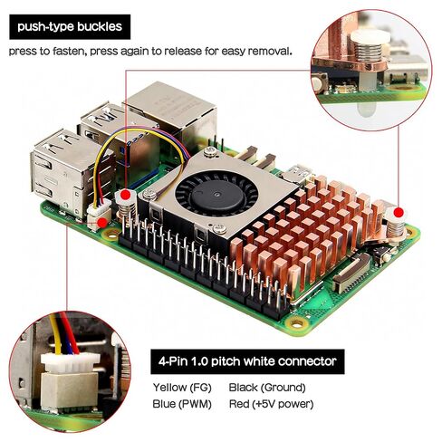 Active Cooler H510 for Raspberry Pi 5, Brass Heatsink with PWM Fan, Dual Active Passive Cooling with Thermal Pads in Saudi Arabia