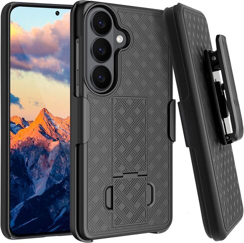 Fingic for Samsung Galaxy S26 Plus Case with Belt Clip Holster Slim Combo Shell with Kickstand Swivel Holster Rugged Shockproof Antiscratch Full Body Protective Cover for Galaxy S26 Plus 6.7", Black in Saudi Arabia