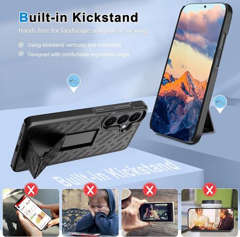 Fingic for Samsung Galaxy S26 Plus Case with Belt Clip Holster Slim Combo Shell with Kickstand Swivel Holster Rugged Shockproof Antiscratch Full Body Protective Cover for Galaxy S26 Plus 6.7", Black in Saudi Arabia