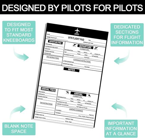 gisgfim 6 Pads VFR Notepad for Pilot Kneeboard Pilot Logbook Professional Knee Board Aviation Airplane Accessories for Flight Bag Addition to The Aviation Knee Board Great Gifts for Students & CFIs in Saudi Arabia