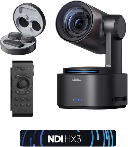 OBSBOT Tail 2 (NDI Activated) Bundle with Remote & VOX Microphone, PTZR NDI Camera 4K@60FPS, Pro AI Tracking, 1/1.5" CMOS, 50MP, 5X Optical Zoom, 12X Hybrid Zoom, SDI/HDMI/IP/USB 3.0 Output in Saudi Arabia
