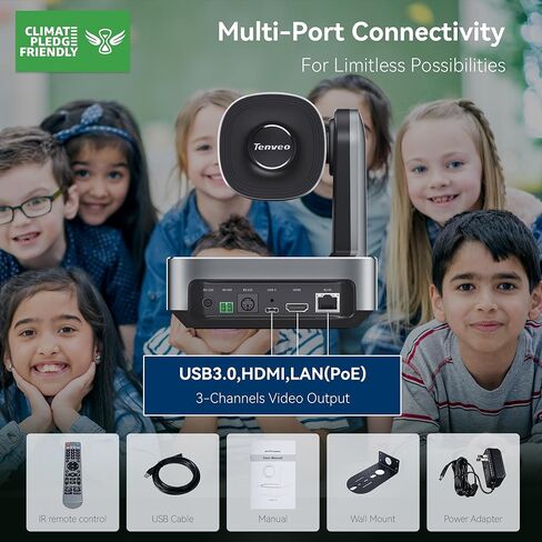 Tenveo 4K PTZ Camera and Controller Bundle/Kits, 12X AI Tracking HDMI/USB/LAN(PoE) 4K PTZ Camera with NDI PTZ Controller 5-Inch LCD 4D Joystick for Church Live Streaming Conference in Saudi Arabia