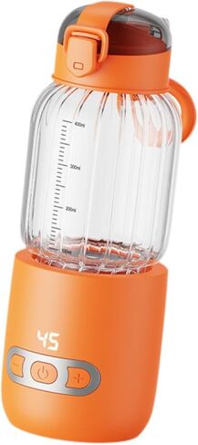 Portable Milk Warmer USB Electric Kettle Fast Warming Fast Charging Milk Bottle Car Travel Shopping Airplane Daily Use, Orange 400ml in Saudi Arabia