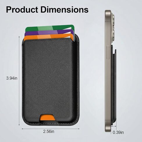 محفظة هاتف جلدية مغناطيسية RFID، حامل بطاقات مغناطيسي قوي مثبت على سلسلة iPhone 17/16/15/14/13/12، تناسب 3 بطاقات in Kuwait